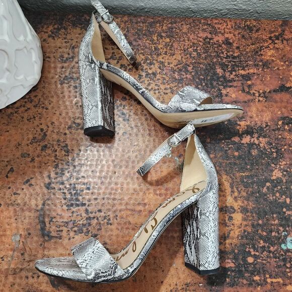 Sam Edelman Yaro Python-Embossed Leather Block-Heel Sandals                  538 - Picture 13 of 15